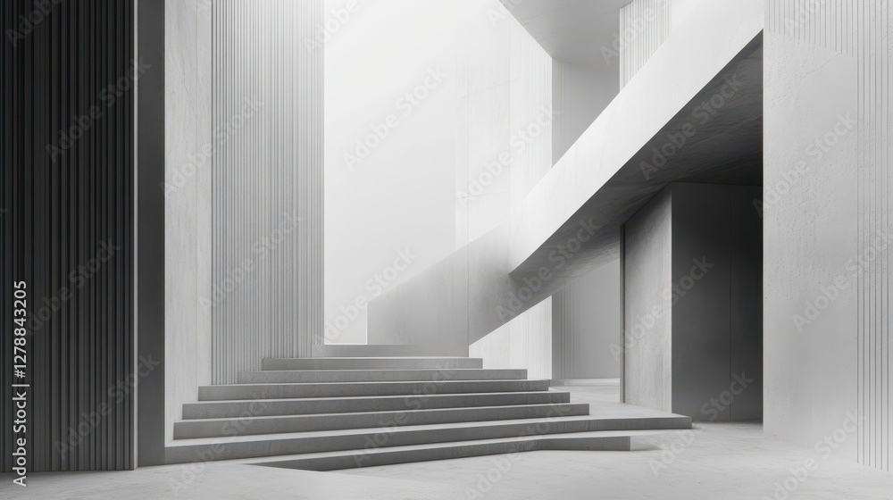 Obraz premium An abstract 3D render featuring geometric blocks on a dark background.