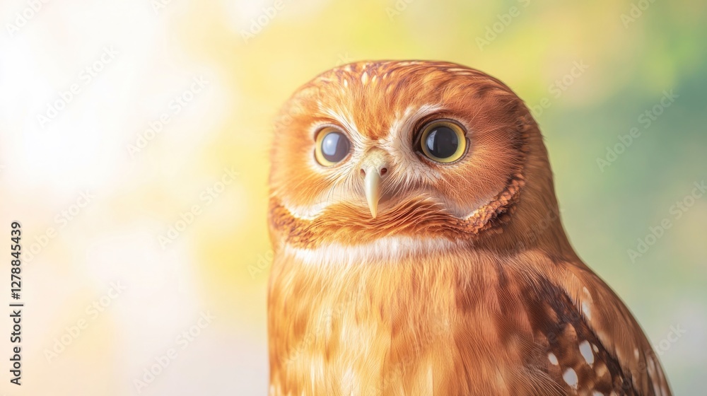 Majestic owl with striking orange feathers and captivating gaze