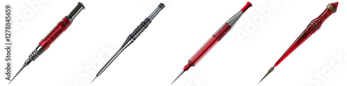 Set of tranquillizer dart, tranquilizer dart on transparent background