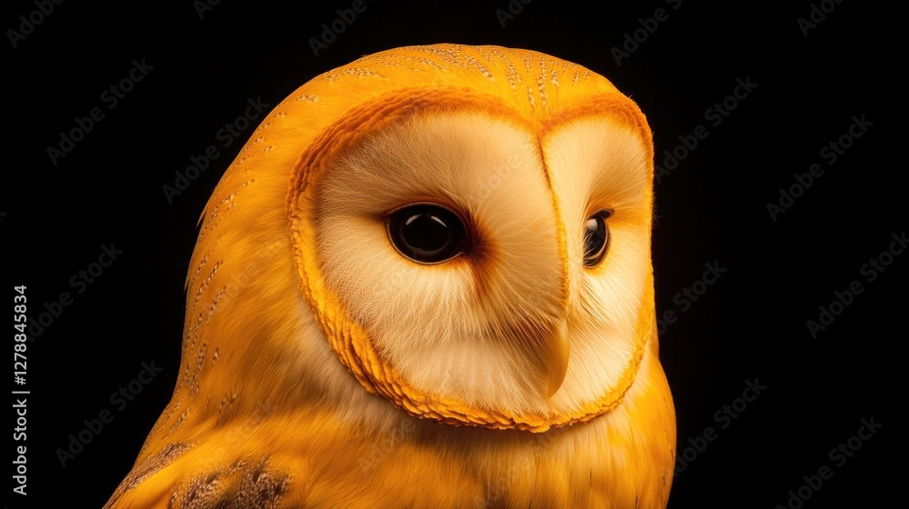 Majestic owl portrait showcasing striking golden feathers and ex
