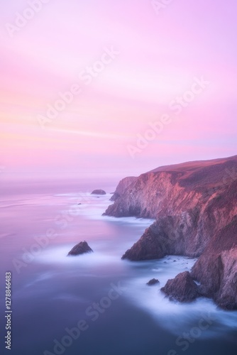 Obraz na płótnie Stunning coastal view at twilight, showcasing gentle waves and r w salonie