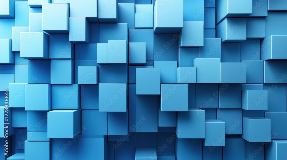 An abstract 3D render featuring geometric blocks on a dark background. An abstract 3D render featuring geometric blocks on a dark background.