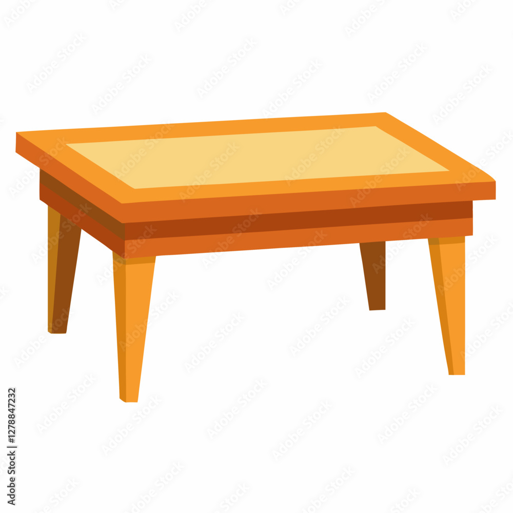 Minimalist Coffee Table Vector Illustration on White Background Minimalist Coffee Table Vector Illustration on White Background