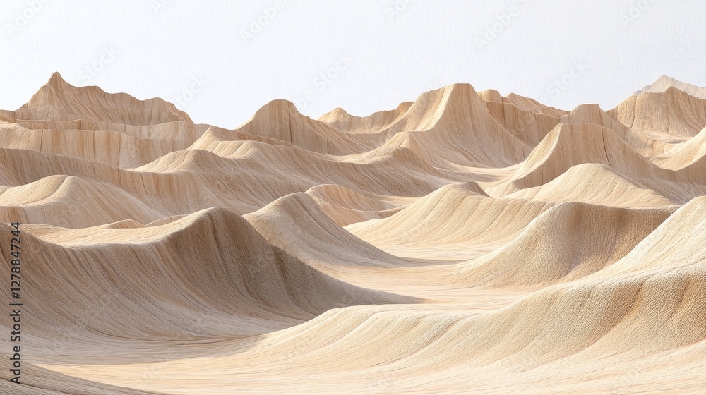Serene desert landscape with rolling sand dunes under a clear sky, evoking tranquility and vastness Serene desert landscape with rolling sand dunes under a clear sky, evoking tranquility and vastness