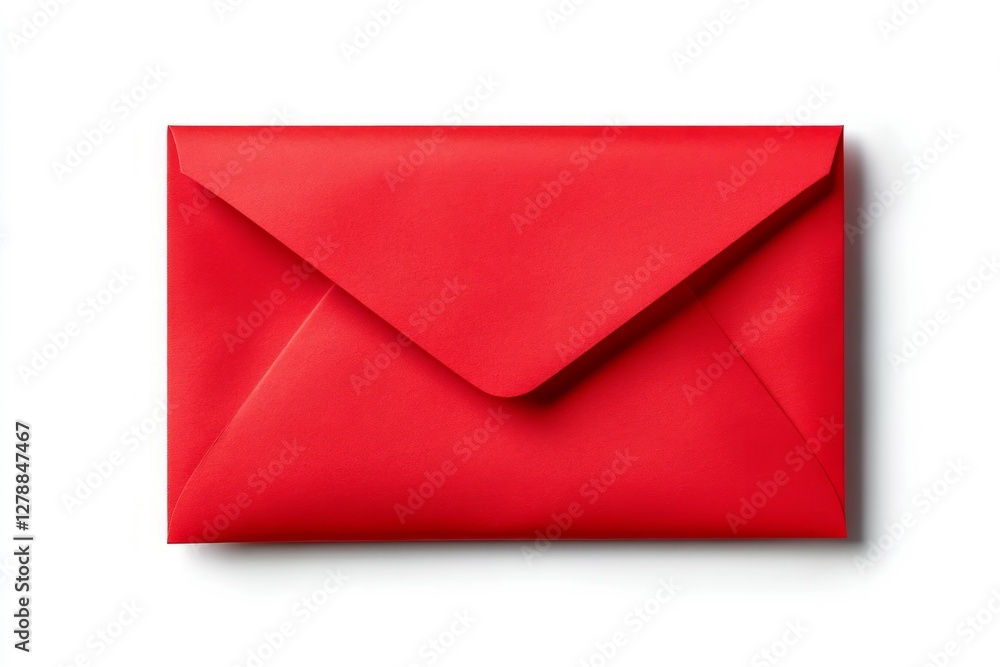 Bright red envelope on white background. Neural network AI generated Bright red envelope on white background. Neural network AI generated