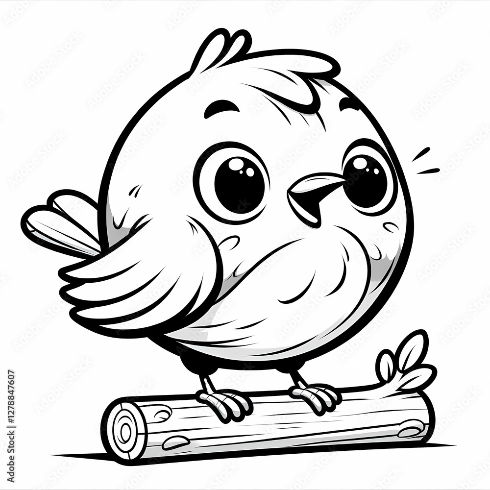 Playful robin with bright eyes and spread wings in a bold outline coloring book illustration Playful robin with bright eyes and spread wings in a bold outline coloring book illustration