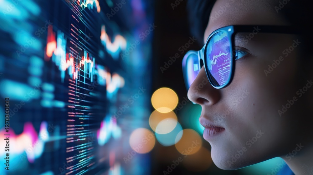 Data analyst analyzing market trends office environment digital content close-up view technology insights Data analyst analyzing market trends office environment digital content close-up view technology insights
