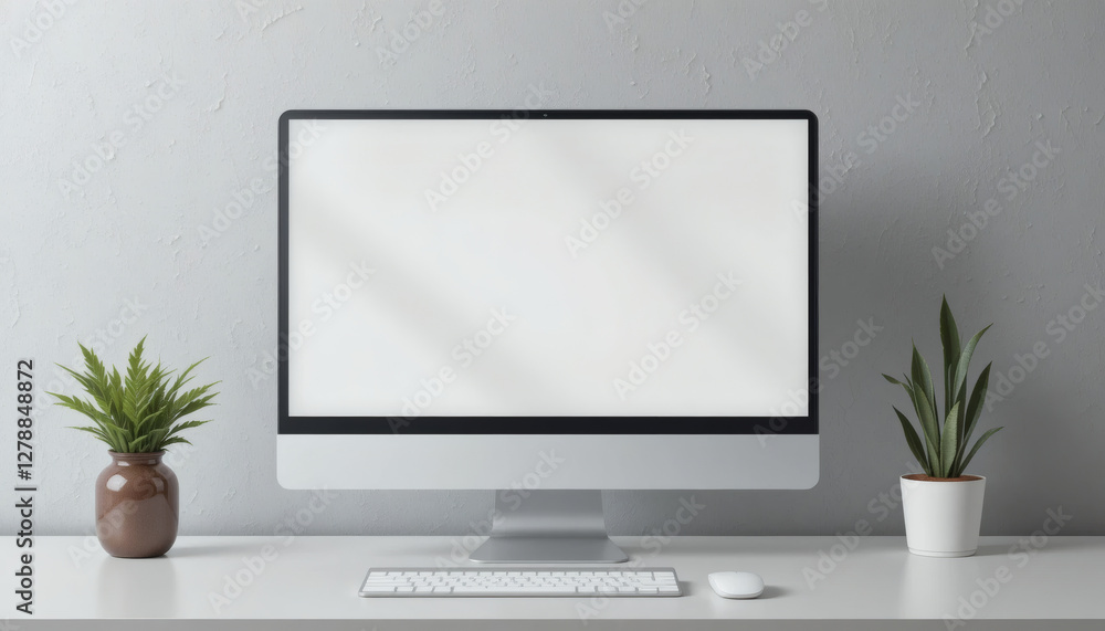Plain computer monitor with no display, ideal for digital product branding Plain computer monitor with no display, ideal for digital product branding