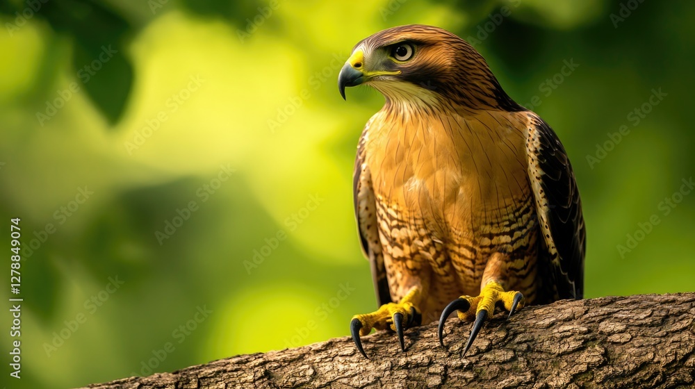 Majestic bird perched on branch, showcasing vibrant plumage and