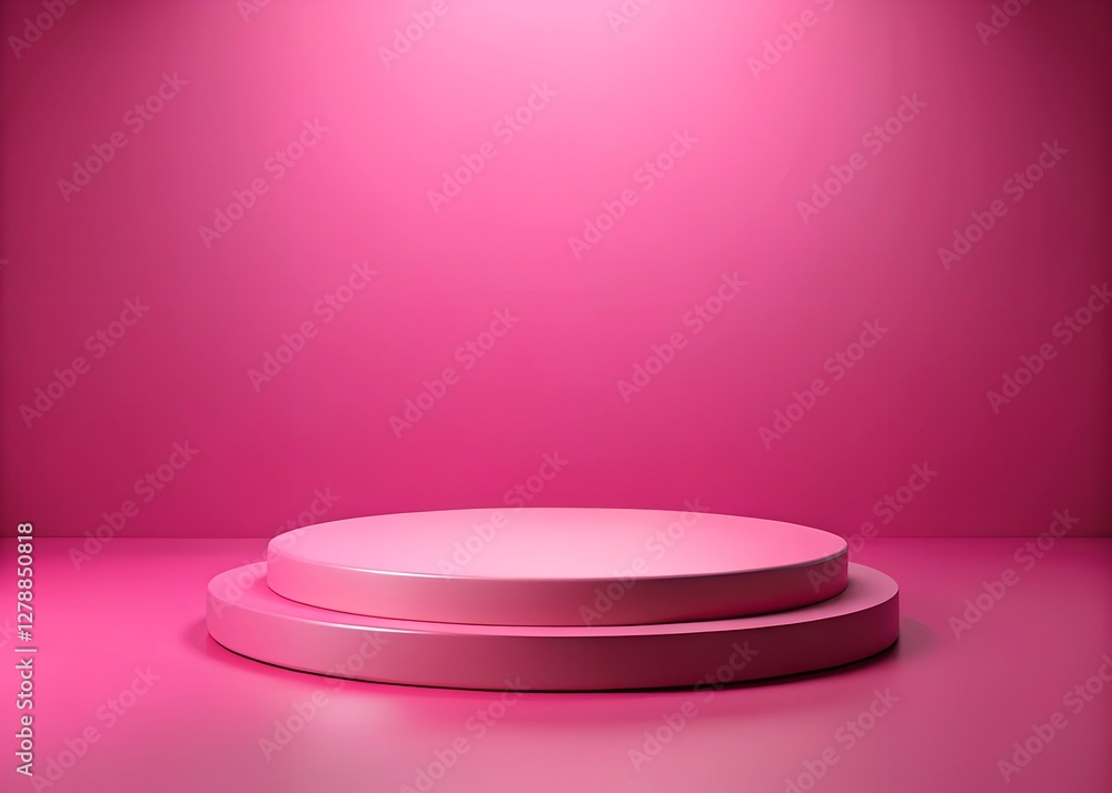 Bright pink background with a circular platform ideal for presentations or product displays Bright pink background with a circular platform ideal for presentations or product displays