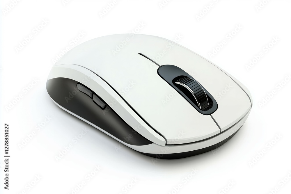White wireless mouse on solid white background. Neural network AI generated White wireless mouse on solid white background. Neural network AI generated
