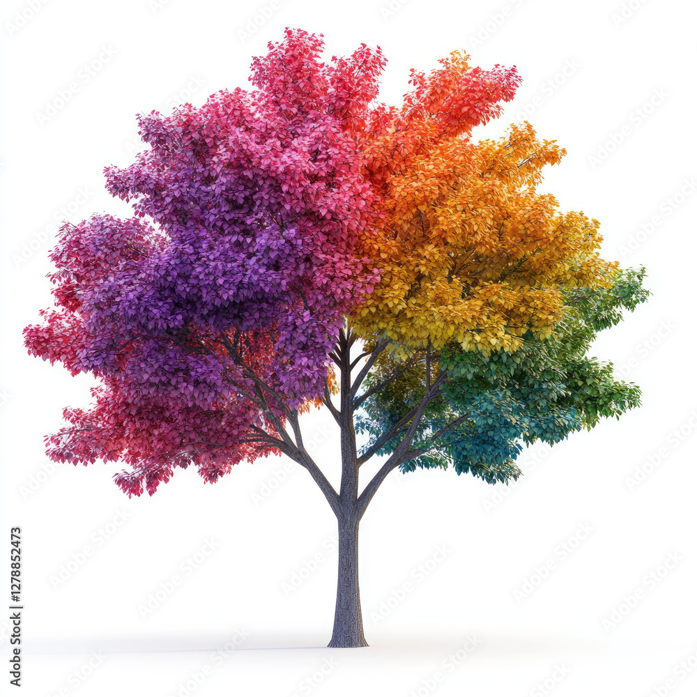 Fototapeta premium Colorful tree with vibrant leaves in various shades