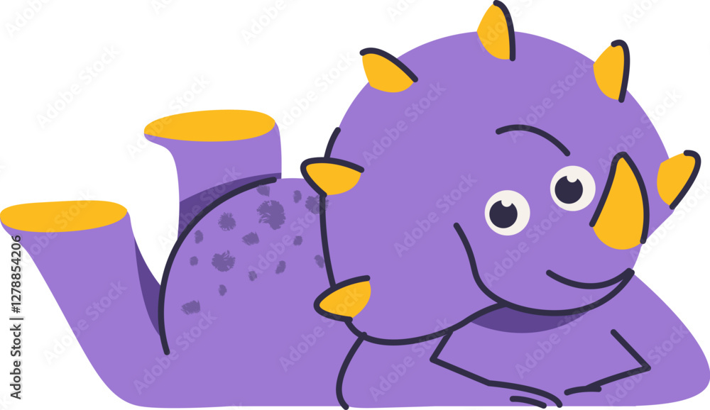 Fototapeta premium Childish Dinosaur Lying