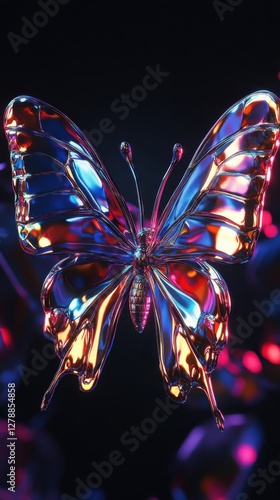 A Metallic Butterfly With Iridescent Wings