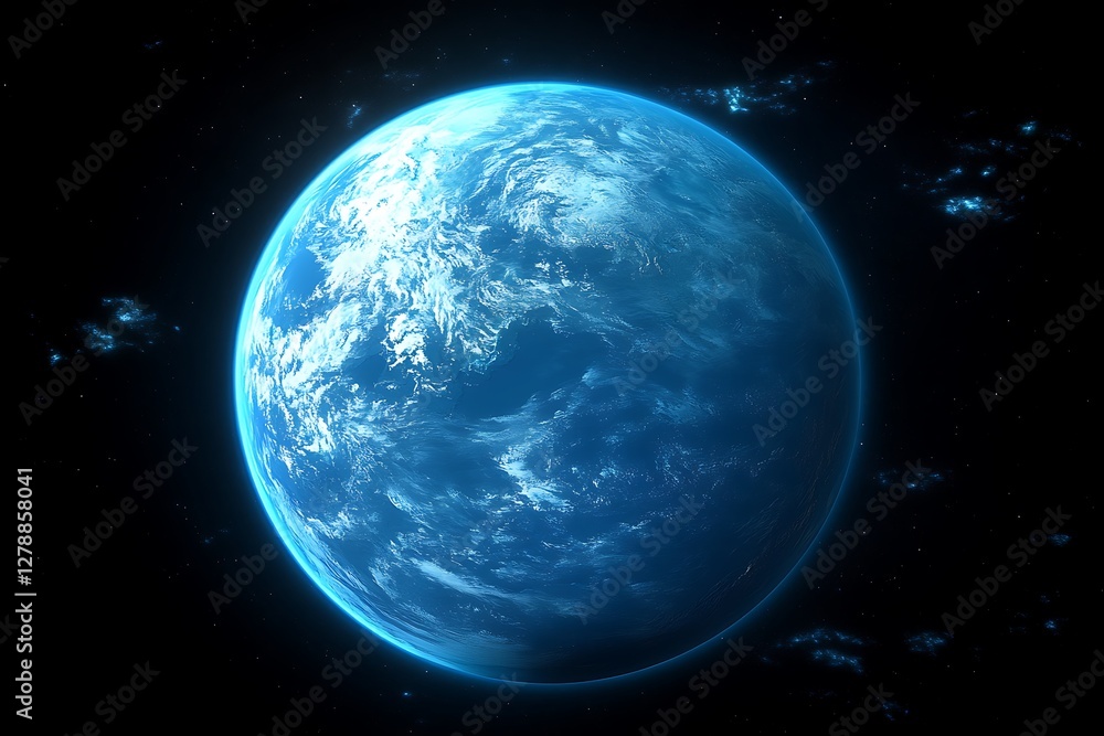 Obraz premium Blue planet, space, clouds, background, cosmic