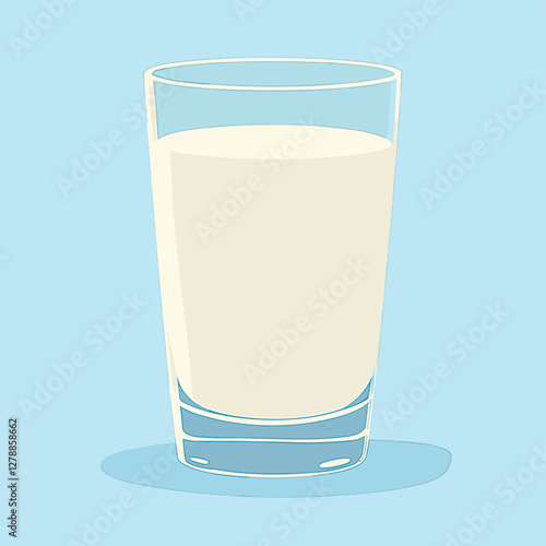 Full glass of milk vector illustration isolated on a colored background
