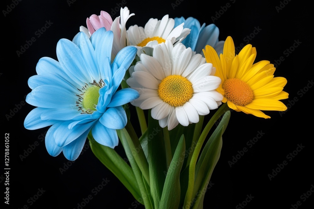 Obraz premium Blue Flower Bouquet on a Black Background
