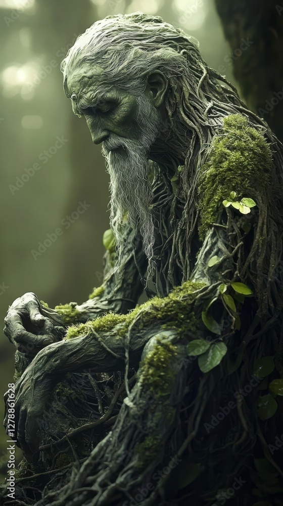 Majestic statue embodying the guardian of nature Majestic statue embodying the guardian of nature