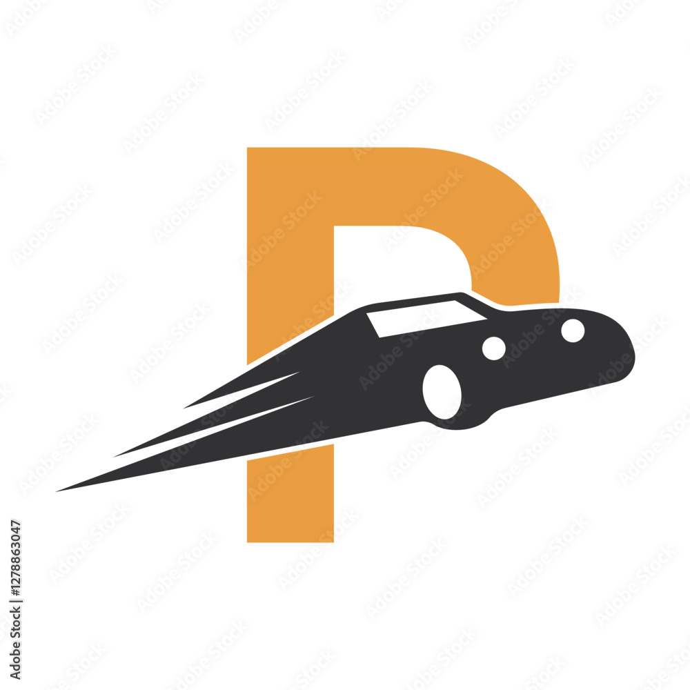 Speed Car Logo combine with letter P vector template Speed Car Logo combine with letter P vector template
