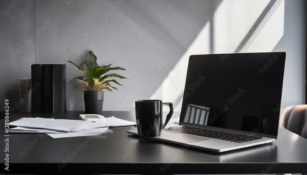 Fototapeta premium 햇살이 비추는 사무실 업무 환경