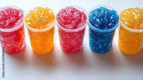 A simple yet neat row of plastic cups ideal for serving beverages in various settings photo