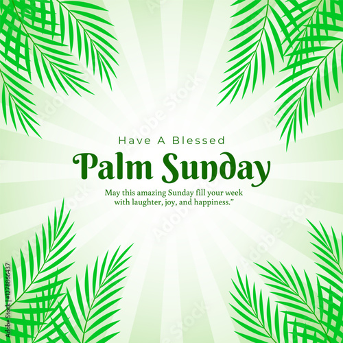 Vector illustration of Happy Palm Sunday social media template