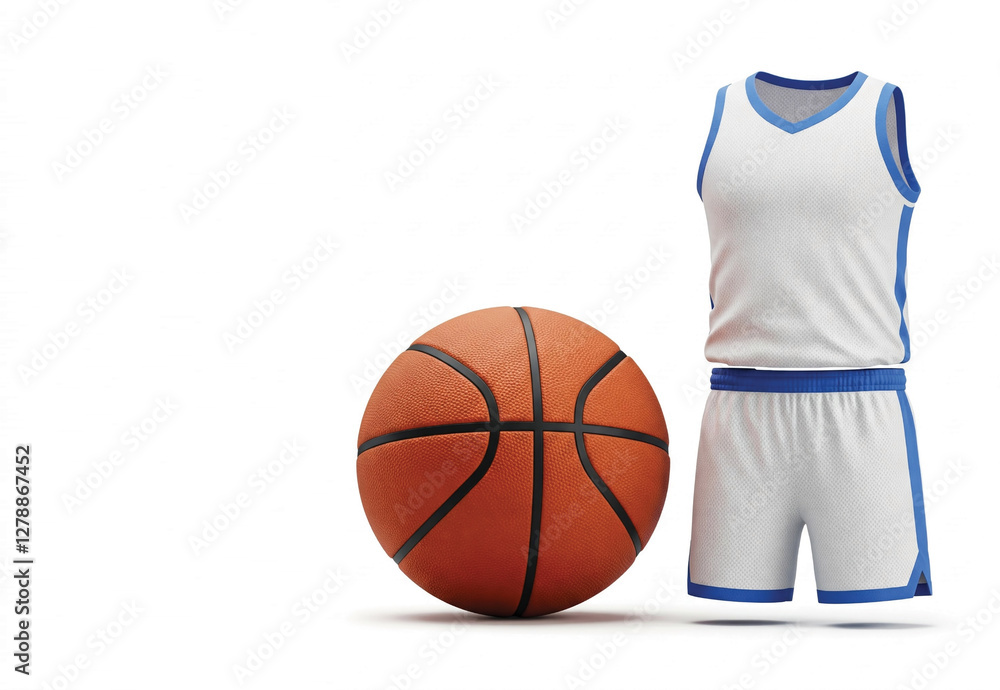 Basket ball and dress kit. AI generated abstract background design for sticker, flyer. Sports copy space poster or banner for media and web. Competition or tournament advertisement idea. Basket ball and dress kit. AI generated abstract background design for sticker, flyer. Sports copy space poster or banner for media and web. Competition or tournament advertisement idea.