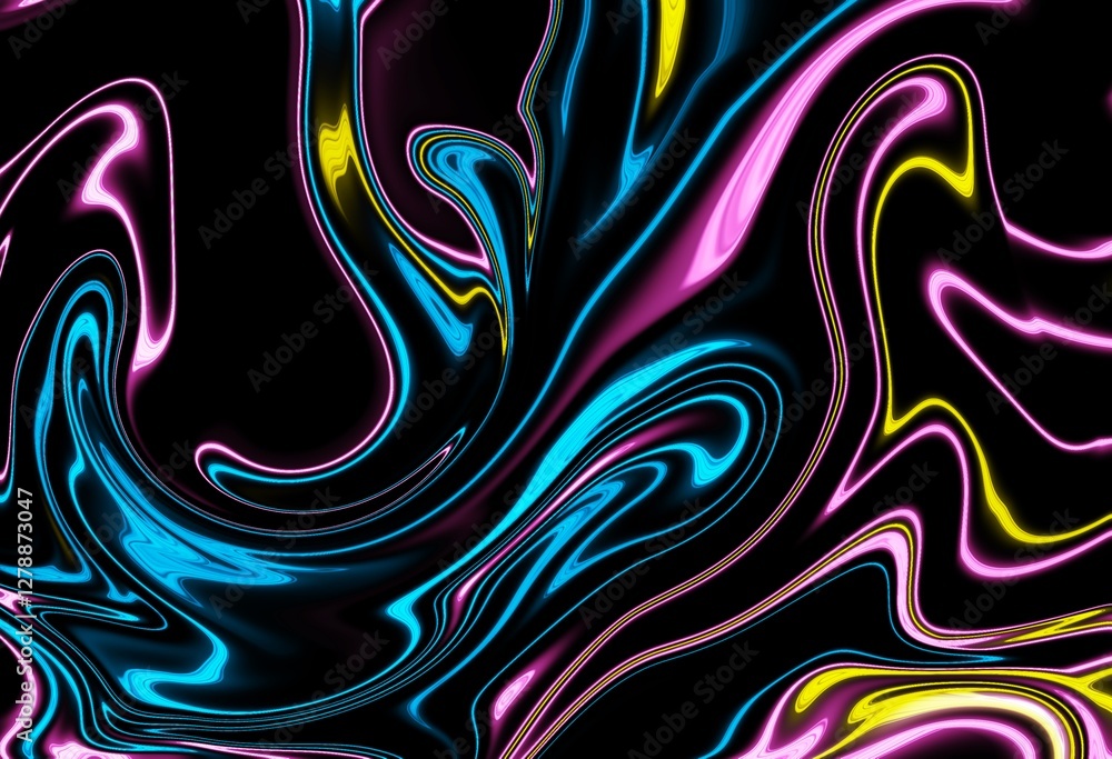 Obraz premium Vibrant abstract design with swirling colors on a dark background.