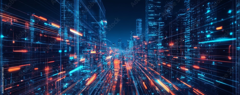 Fototapeta premium Smart grid integration with highefficiency solar panels for maximum electricity conversion