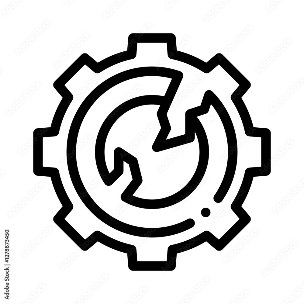 broken gear line icon broken gear line icon