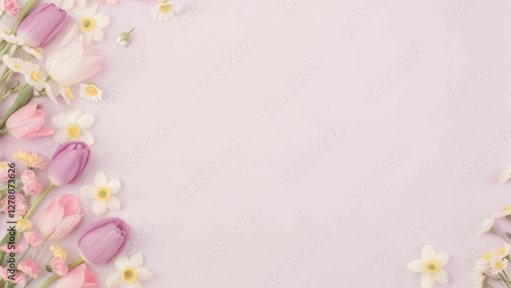 Fototapeta premium Beautiful Spring Flowers on Paper Background