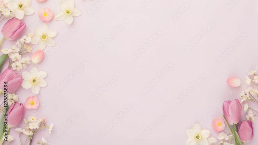 Beautiful Spring Flowers on Paper Background Beautiful Spring Flowers on Paper Background