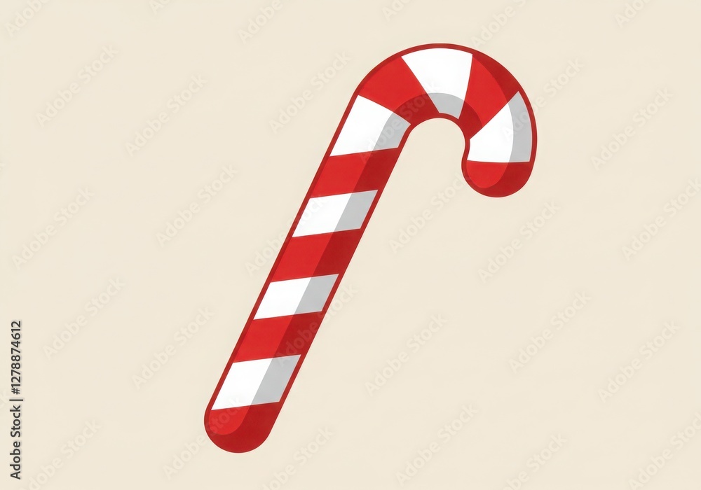 candy cane, stylized graphic, red and white stripes, festive icon, minimalist design, holiday symbol, geometric shape, Christmas motif, vector illustration candy cane, stylized graphic, red and white stripes, festive icon, minimalist design, holiday symbol, geometric shape, Christmas motif, vector illustration