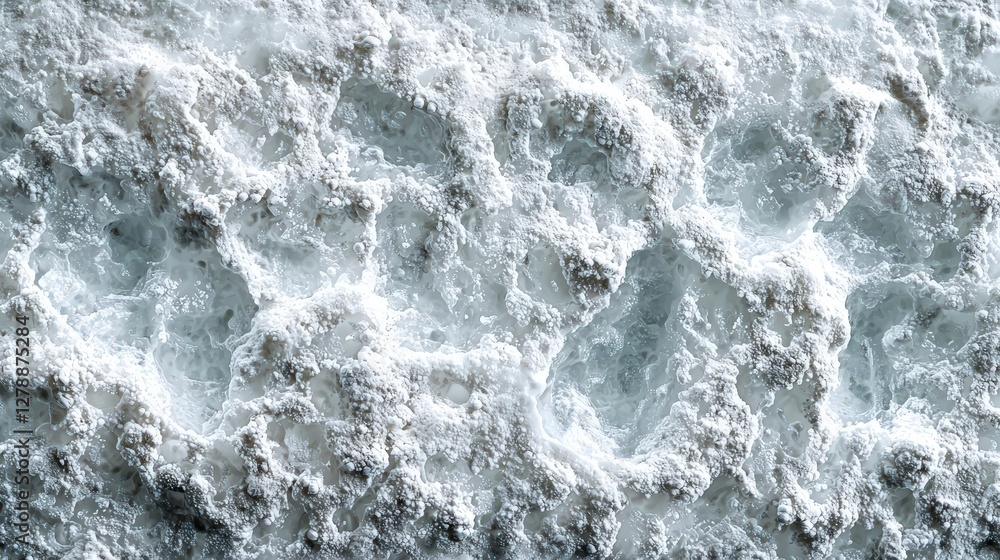 Close-Up Texture of Natural Mineral Salt with Intricate Patterns and Soft White Coloration Close-Up Texture of Natural Mineral Salt with Intricate Patterns and Soft White Coloration