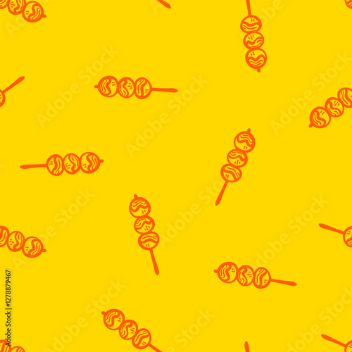 dango doodle pattern background. dango pattern background. satay meatball pattern background.