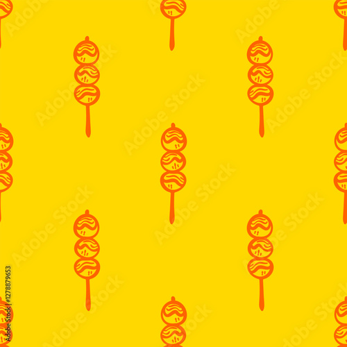 dango doodle pattern background. dango pattern background. satay meatball pattern background.