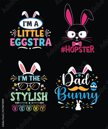 happy easter day bundle typography t shirt design vector
