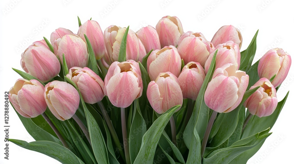 Fototapeta premium Valentine's day heart shape arrangement of pink tulips love blooms romantic gesture floral display heartfelt emotion