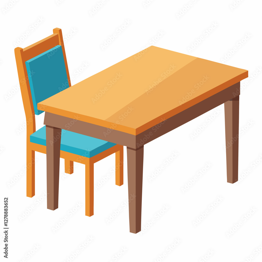 Minimalist Dining Table Vector Illustration on White Background Minimalist Dining Table Vector Illustration on White Background