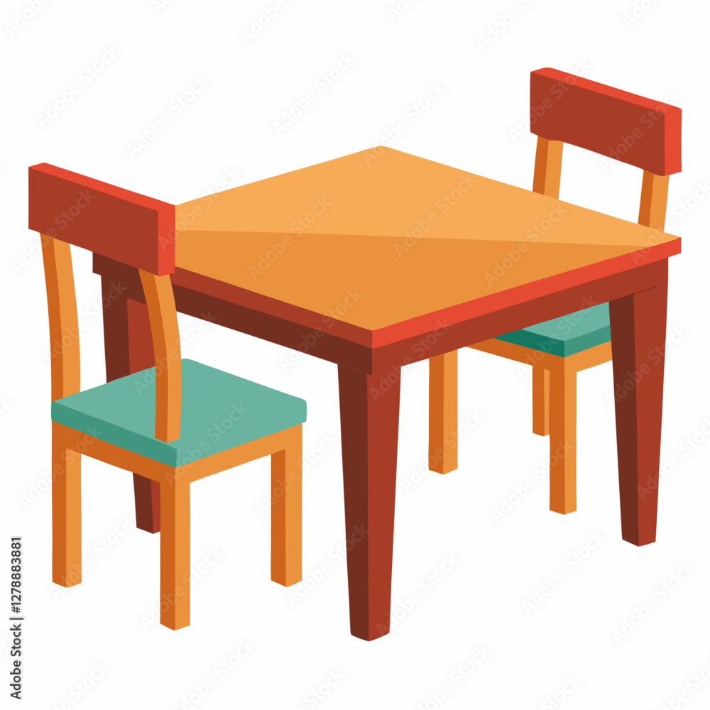 Minimalist Dining Table Vector Illustration on White Background Minimalist Dining Table Vector Illustration on White Background