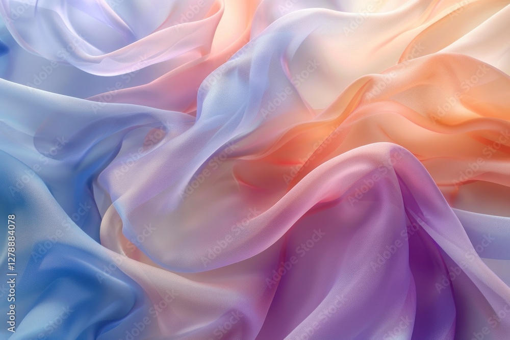 Obraz premium The fabric features a blend of peach, lavender, and blue, creating a soft, tranquil, and airy effect