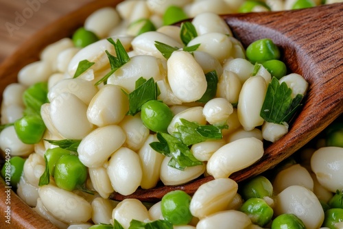 Close-up of steamed clams, linguini and parsley served in casserole photo