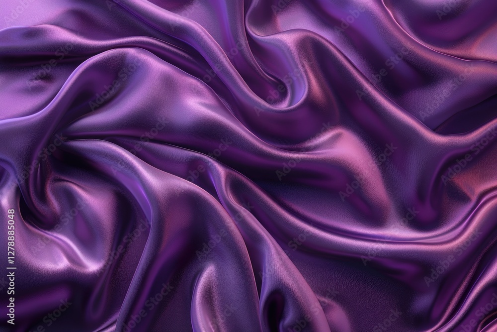 Fototapeta premium Deep indigo satin drapes gracefully, showing gentle ripples and shadows that enhance its luxurious texture