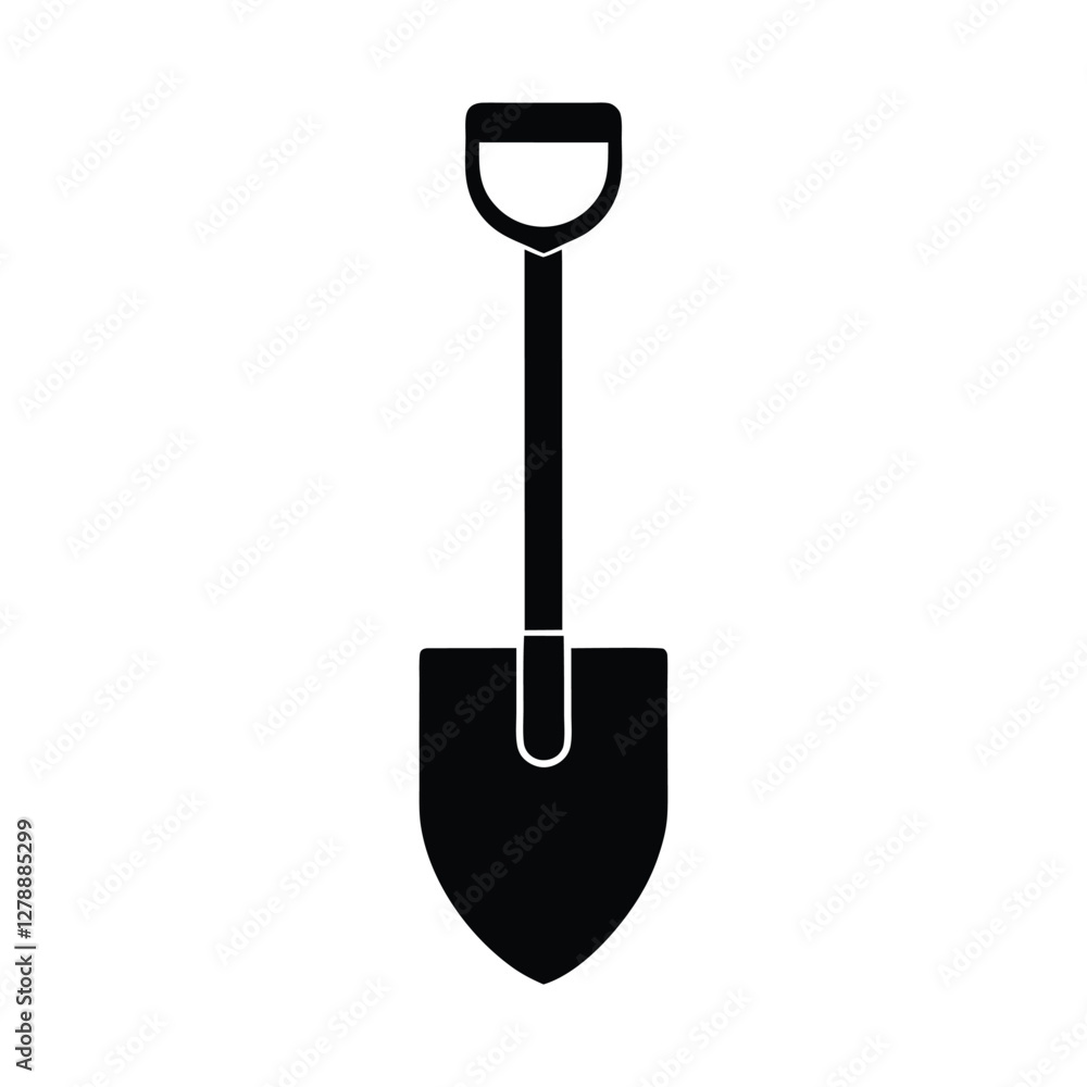 Simple Black and White Shovel Icon Flat Vector Illustration on White Background. Adobe Illustrator Artwork Simple Black and White Shovel Icon Flat Vector Illustration on White Background. Adobe Illustrator Artwork