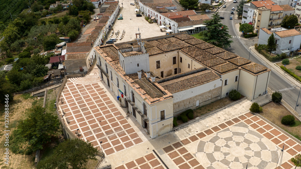 Fototapeta premium Aerial view of the town hall of Scanzano Jonico, Basilicata, Italy.