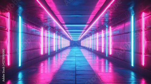 Wallpaper Mural A neon tunnel with blue and pink lights Torontodigital.ca