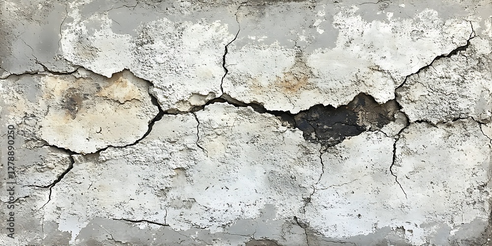 Obraz premium Cracked Gray Concrete Wall Exterior