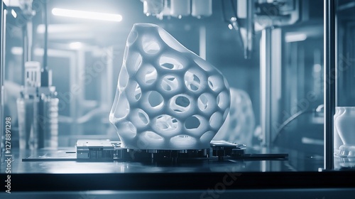 3D Printing Innovation: Close-up of a Lattice Structure Emerging from a Modern 3D Printer