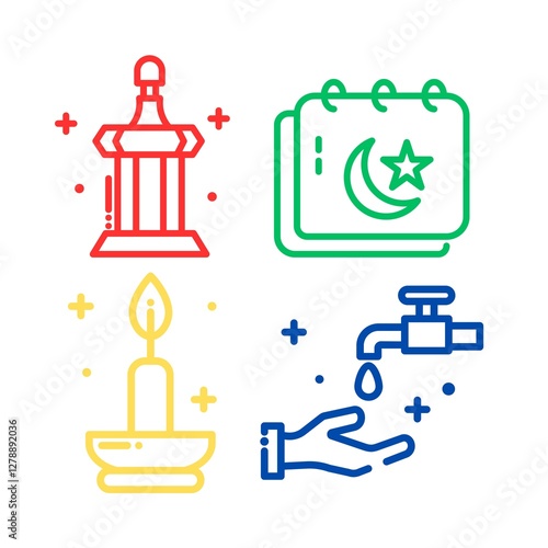 vector illustration of a set of icons religion