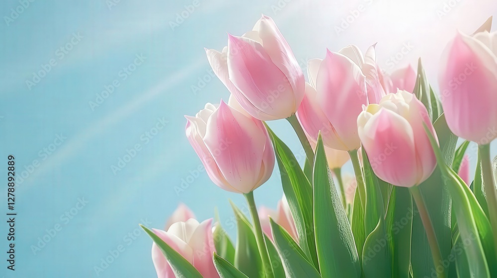 Fototapeta premium Adorable toddler girl in tulip field